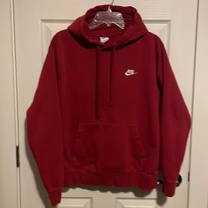 Sale-Nike mens fleece cotton pullover dark red hoodie, large